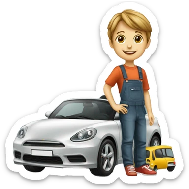 Enfant de 5ans avec une voiture luxe sticker
