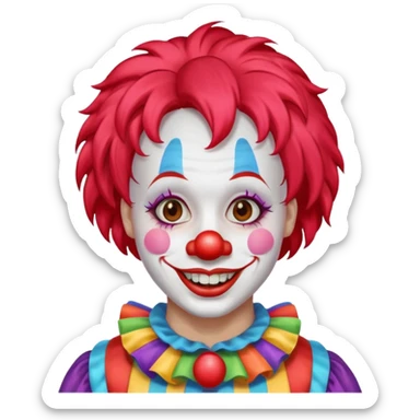 Clown – Bright makeup, red nose, colorful wig, exaggerated smile, full body sticker