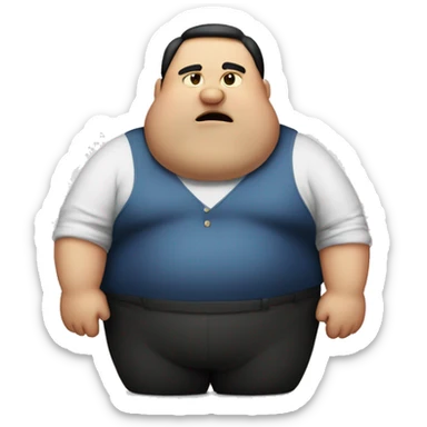 Fat man/woman says what up sticker