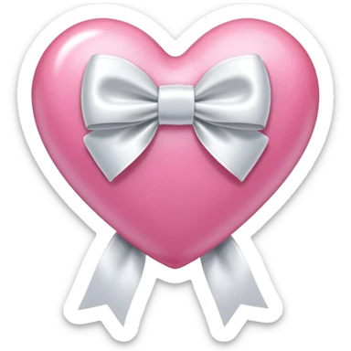 pink heart with white bow sticker