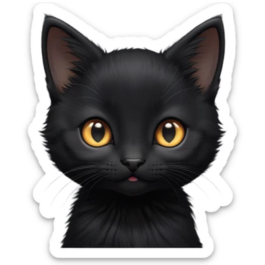 cinematic-cute-black-kitten-portrait-emoji,-head-tilted-playfully-and-inquisitively,-sleek-black-fur-with-subtle-hints-of-deep-gray,-simplified-yet-adorable-features,-highly-detailed,-glowing-with-a-warm,-friendly-glow sticker