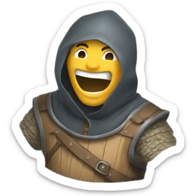 medieval saboteur laughing and escaping, face hidden sticker