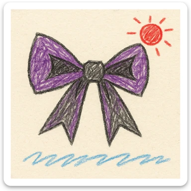 gothic bow, children doodle style sticker