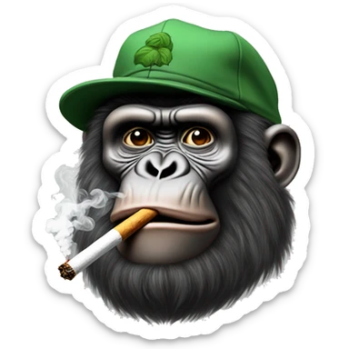 bored ape smoking blunt with a crazy cap on it sticker