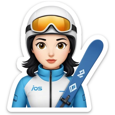 Ski woman downhill squad black hair  sticker