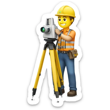 A topographer with a total station sticker