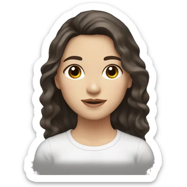 white girl with dark brown wavy hair and brown eyes half asian half white sticker