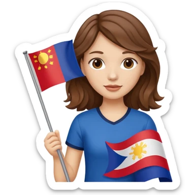 white girl wavy brown hair girl filipino flag sticker