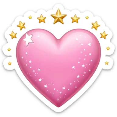 Corazón rosa con brillo tía y estrellas alrededor  sticker