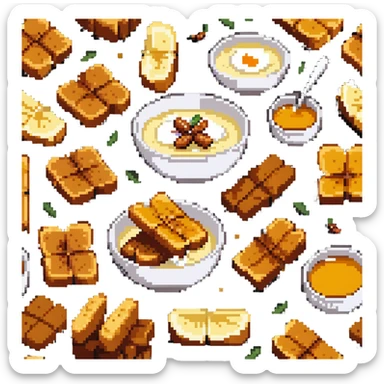 torrijas, Spanish sweet dish, fried bread slices soaked in milk and honey with cinnamon sticker