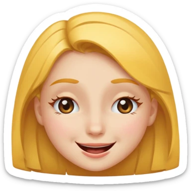 Girl winking with her left eye closed, happy face,  sticker