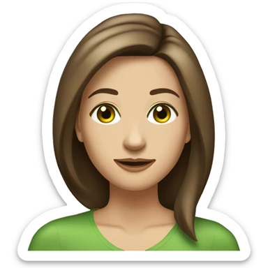 very pretty middle age woman with grass green eyes and shoulder length straight brown hair parted in the middle  sticker