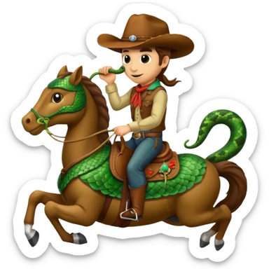 A Snake wearing a cowboy hat, riding a horse sticker