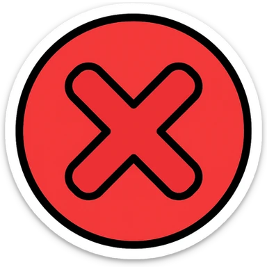error icon, cross mark in a circle, modern style, red color sticker