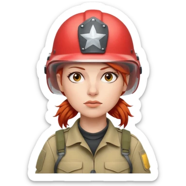 women Soldier red hair just sticker