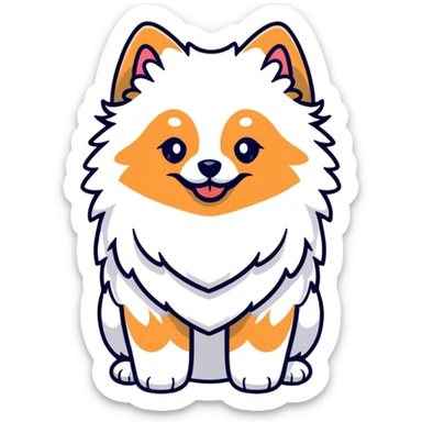 cute Pomeranian spitz dog with fluffy fur and happy expression sticker