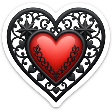 goth heart with a black lace heart star sticker