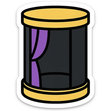 privacy enclosure for 360 spin booth with purple, black, and gold accents, elegant and modern look, luxury event vibe sticker