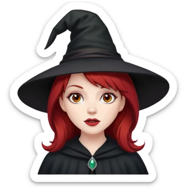 Dark blood Red haired witch, sassy, rolling eyes upwards rude sticker