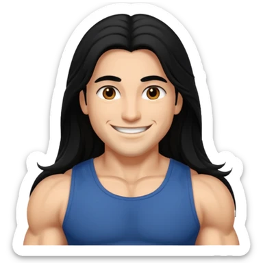 Branca, com cabelo grande preto, olho castanhos escuro musculosa sticker