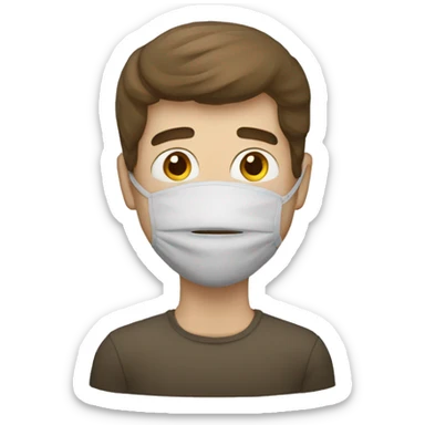 Homme avec un masque  de fer qui lève la main et baisse la tête  sticker