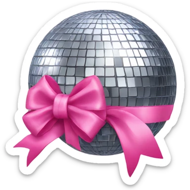 disco ball with pink bow on the top  sticker