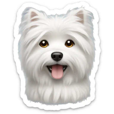 white fluffy small dog  sticker