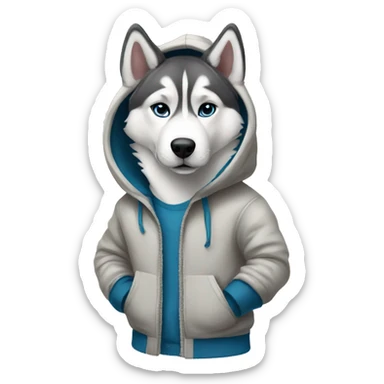 realistic husky full body in a hoody  sticker