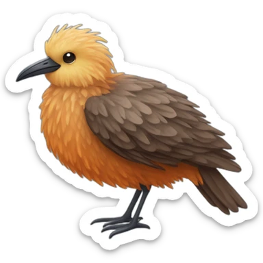 fluffy wet brown sea bird with white flecks and long legs and long orange beak sticker