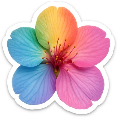 show  one rainbow cherry blossom without a stem , remove background sticker