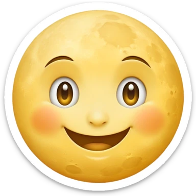A smiling moon emoji rolling its eyes sticker