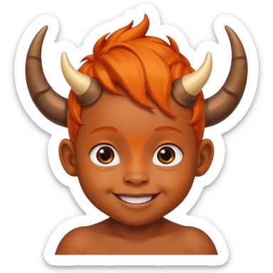 black baby with horns and orange hair sticker