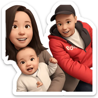 smiling girl among boys sticker