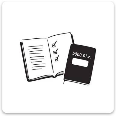 Notebook with checkboxes and bullet points in minimalist style sticker