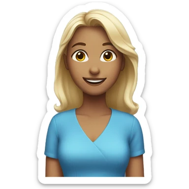 girl in blue dress smiling sticker