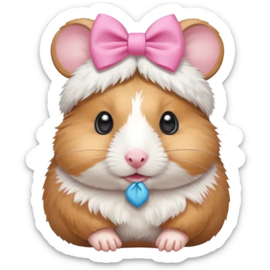 cute hamster wearing a bow on its head sticker