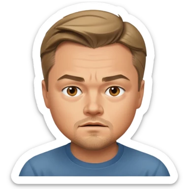 emoji of Leonardo DiCaprio, expressive face, short hair, no text sticker