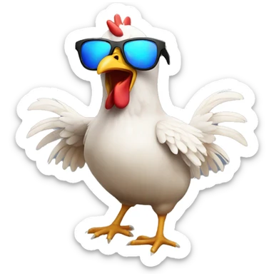 chicken with sunglasses dancing rave lights sticker