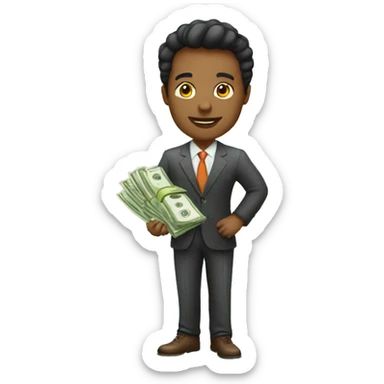 Entrepreneur with money sticker