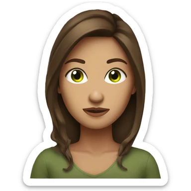 Green eye brown hair woman cozy sticker