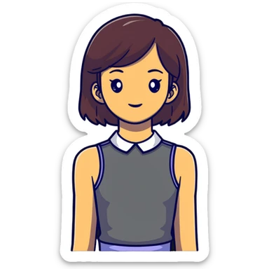 red sleeveless top with a darker collar on a girl sticker