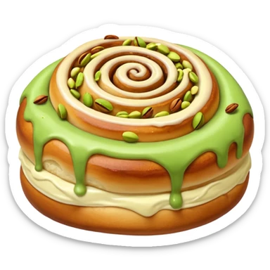 Cinnamon Roll with pistachio cream on top  sticker