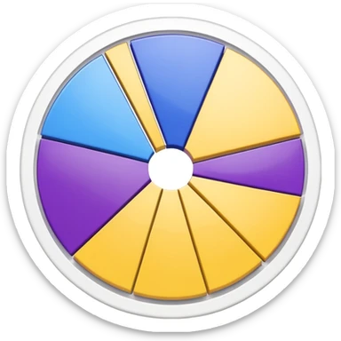 A pie chart with purple, yellow and blue colors only sticker