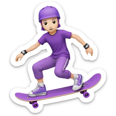 skater with skateboard and purple helmet sticker