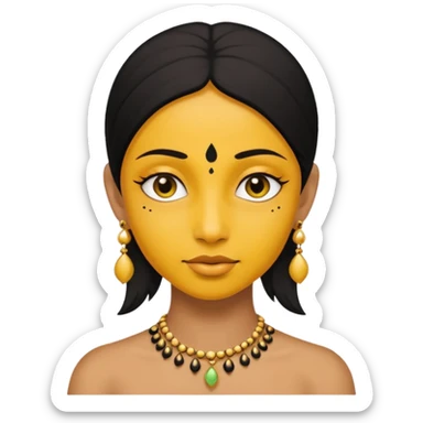 Yellow face with black bindi sticker