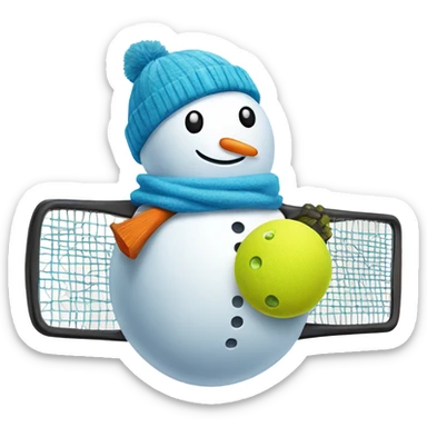 Snowman playing pickleball sticker