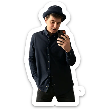 casual indoor phone pose sticker