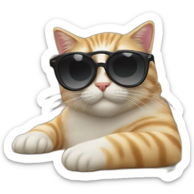 Cat with sunglasses, in class with freind sticker
