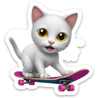 Kitty skate boarding  sticker