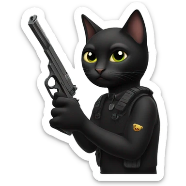 Black cat with gun sticker